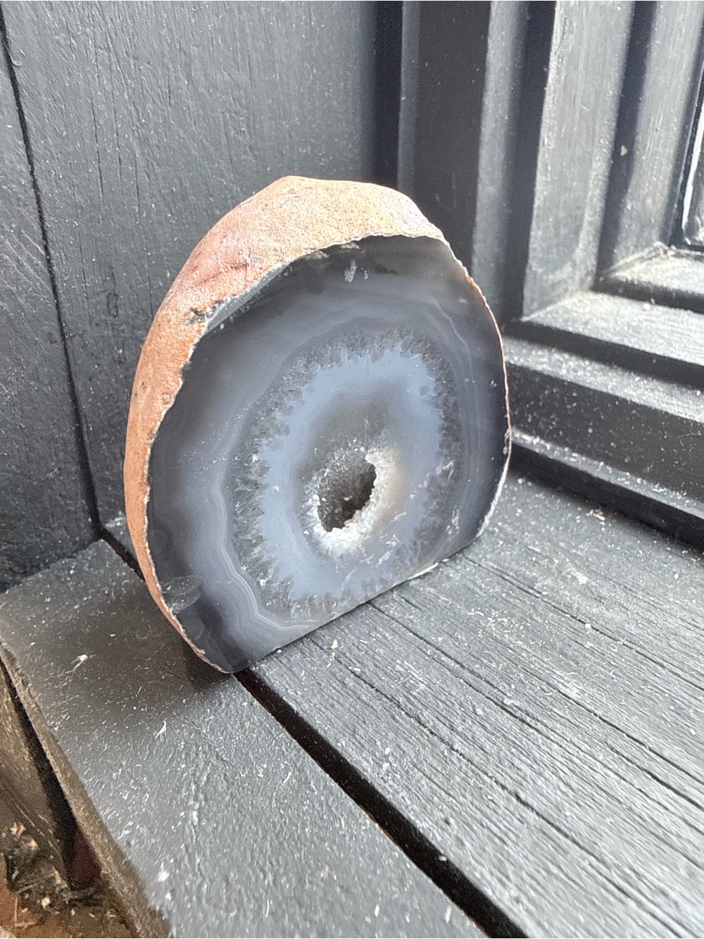Natural Gray Agate Geode Slice